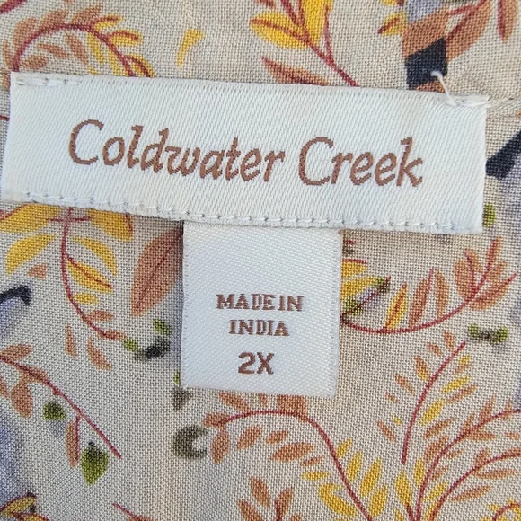 Coldwater Creek Pintuck Henley Tunic 2X Forest Animal Bunny Owl Deer Top - Picture 2 of 12